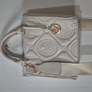 Valentino Orlandi White Quilted Mini Tote Bag With Adjustable Shoulder Strap